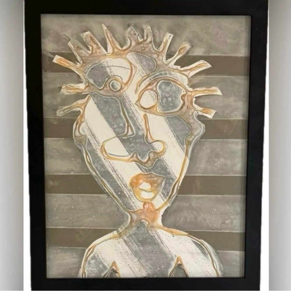 Original Modern Fine Art DAN SAYLES Painting Signed Framed ABSTRACT PORTRAITURE